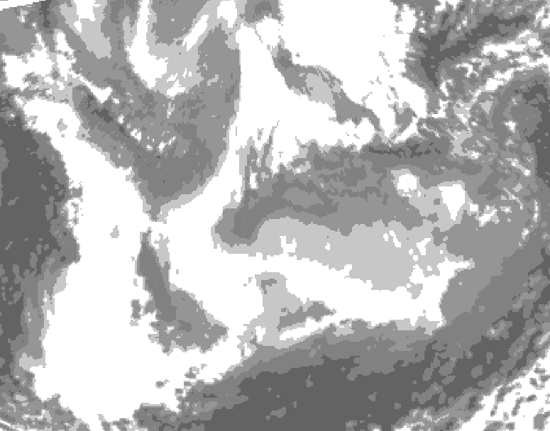 GDPS total cloud 072 hour forecast chart for Canada based on 2026/01/22 0000Z data