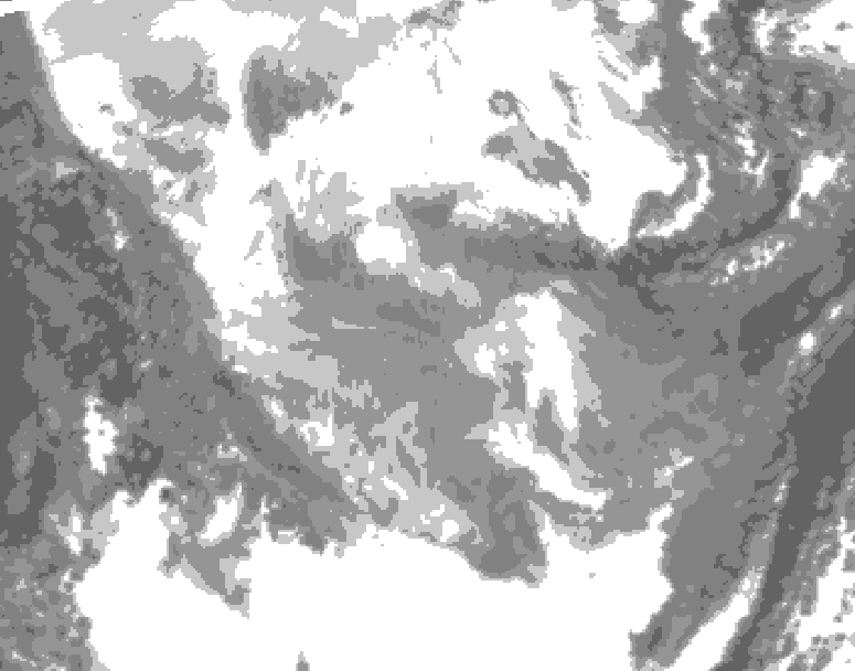 GDPS total cloud 126 hour forecast chart for Canada based on 2026/01/22 0000Z data