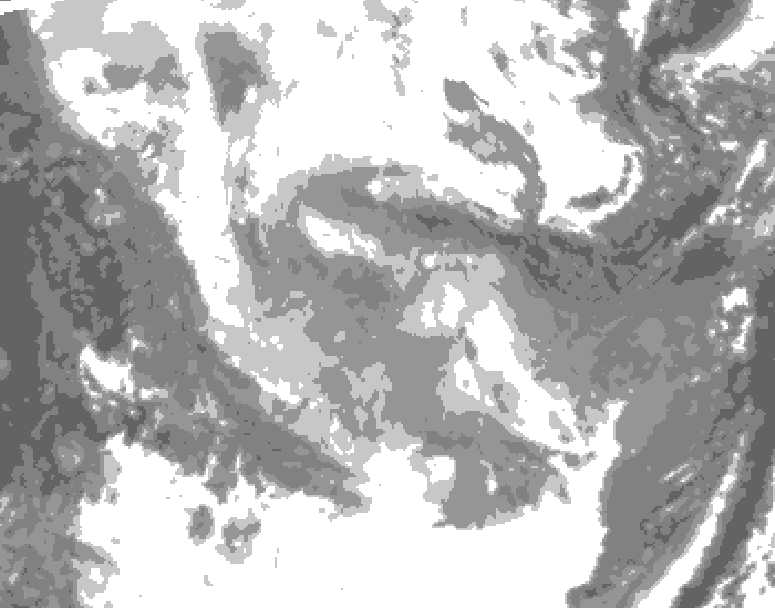 GDPS total cloud 132 hour forecast chart for Canada based on 2026/01/22 0000Z data