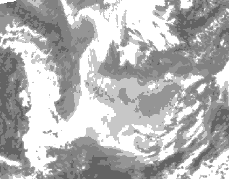 GDPS total cloud 036 hour forecast chart for Canada based on 2026/01/22 1200Z data