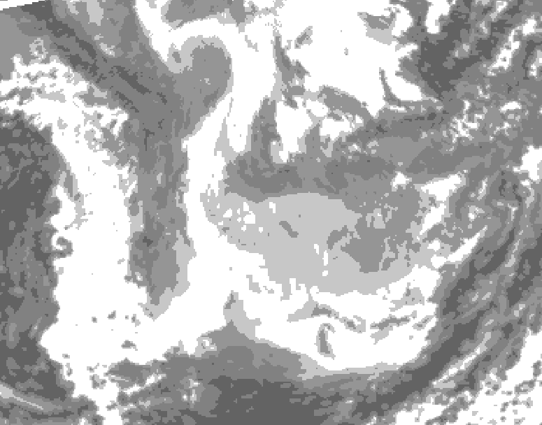 GDPS total cloud 042 hour forecast chart for Canada based on 2026/01/22 1200Z data