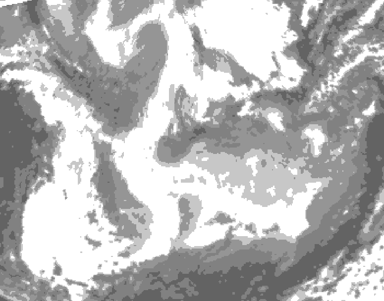 GDPS total cloud 054 hour forecast chart for Canada based on 2026/01/22 1200Z data