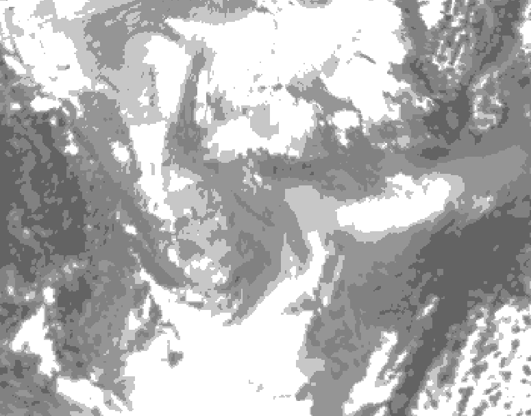 GDPS total cloud 096 hour forecast chart for Canada based on 2026/01/22 1200Z data