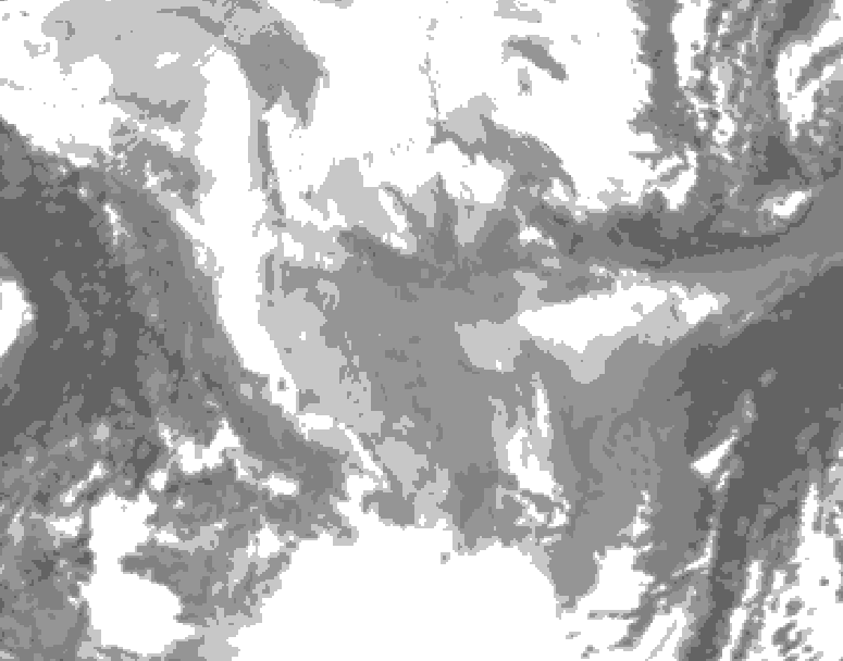 GDPS total cloud 108 hour forecast chart for Canada based on 2026/01/22 1200Z data