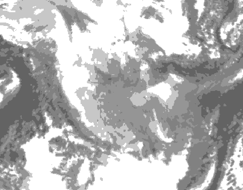 GDPS total cloud 114 hour forecast chart for Canada based on 2026/01/22 1200Z data
