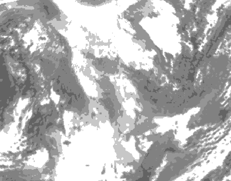 GDPS total cloud 150 hour forecast chart for Canada based on 2026/01/22 1200Z data