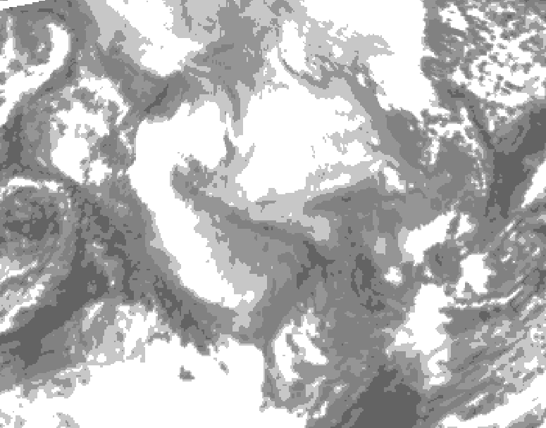 GDPS total cloud 222 hour forecast chart for Canada based on 2026/01/22 1200Z data