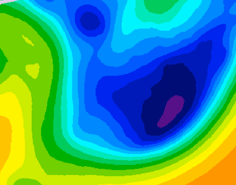 GDPS 500 millibar geopotential height 018 hour forecast chart for Canada based on 2026/01/23 0000Z data