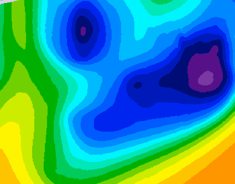 GDPS 500 millibar geopotential height 048 hour forecast chart for Canada based on 2026/01/23 0000Z data