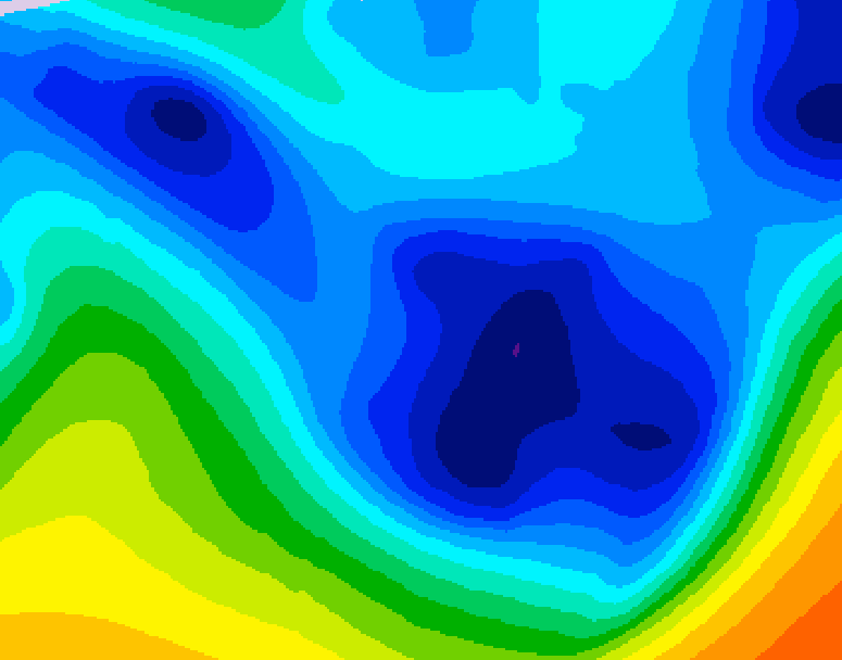 GDPS 500 millibar geopotential height 102 hour forecast chart for Canada based on 2026/01/23 0000Z data