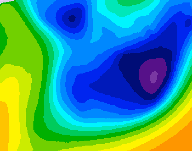 GDPS 500 millibar geopotential height 018 hour forecast chart for Canada based on 2026/01/23 1200Z data