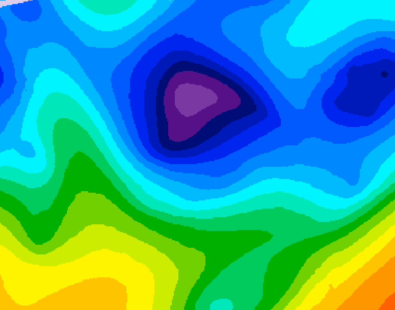 GDPS 500 millibar geopotential height 222 hour forecast chart for Canada based on 2026/01/23 1200Z data