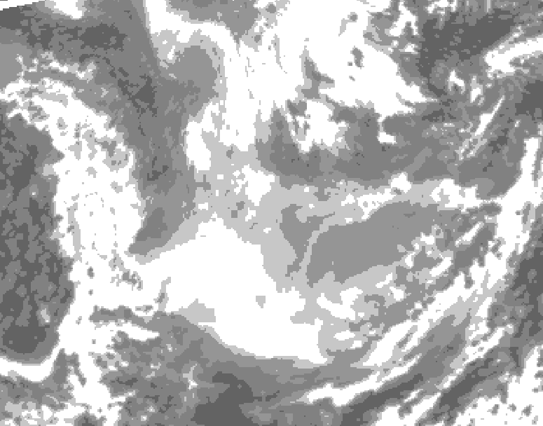 GDPS total cloud 018 hour forecast chart for Canada based on 2026/01/23 0000Z data