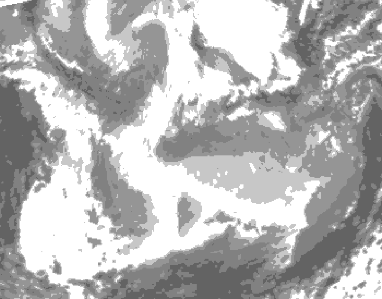 GDPS total cloud 042 hour forecast chart for Canada based on 2026/01/23 0000Z data