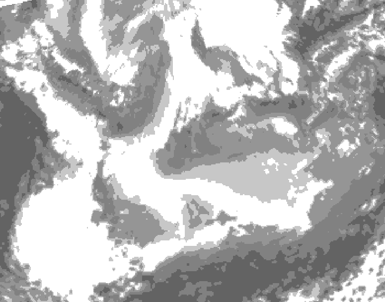 GDPS total cloud 048 hour forecast chart for Canada based on 2026/01/23 0000Z data