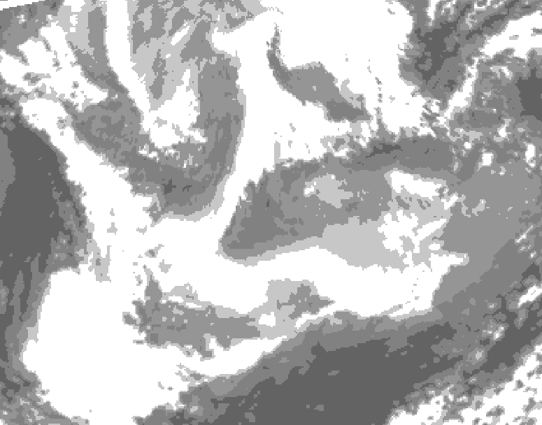 GDPS total cloud 054 hour forecast chart for Canada based on 2026/01/23 0000Z data