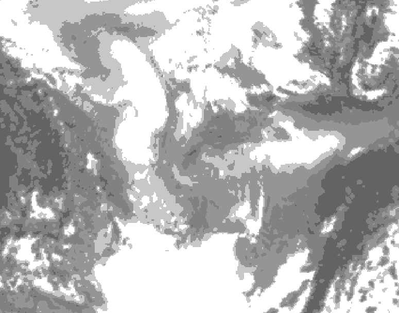 GDPS total cloud 090 hour forecast chart for Canada based on 2026/01/23 0000Z data