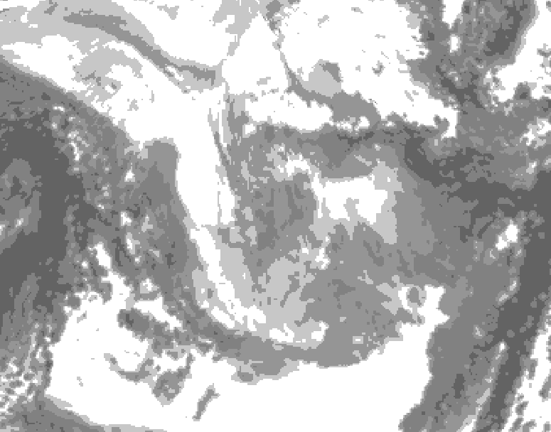 GDPS total cloud 108 hour forecast chart for Canada based on 2026/01/23 0000Z data