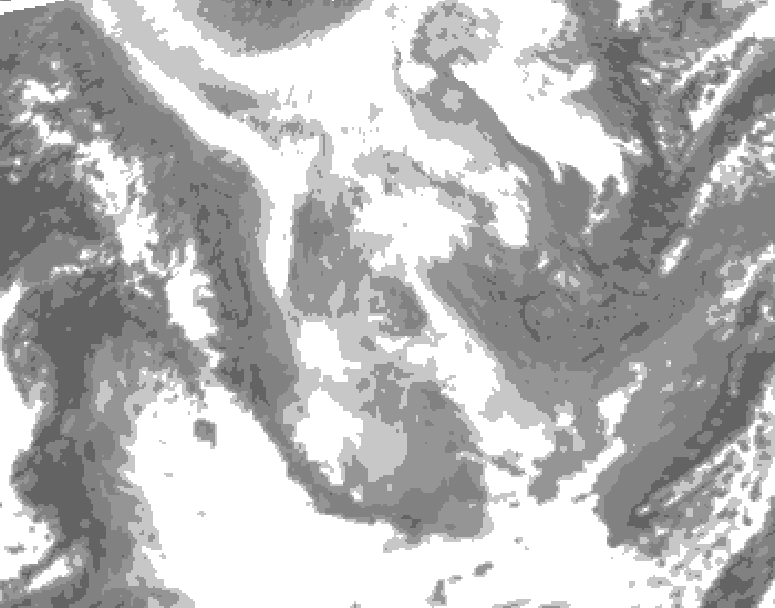 GDPS total cloud 138 hour forecast chart for Canada based on 2026/01/23 0000Z data