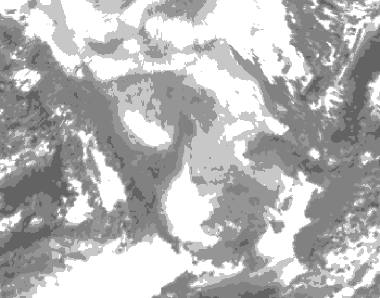 GDPS total cloud 216 hour forecast chart for Canada based on 2026/01/23 0000Z data