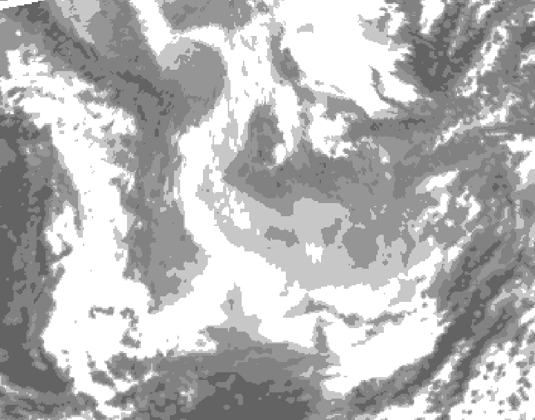 GDPS total cloud 018 hour forecast chart for Canada based on 2026/01/23 1200Z data