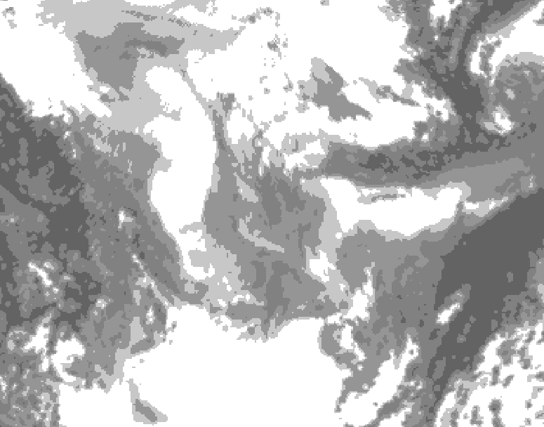 GDPS total cloud 078 hour forecast chart for Canada based on 2026/01/23 1200Z data