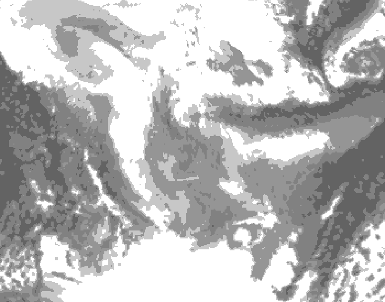 GDPS total cloud 084 hour forecast chart for Canada based on 2026/01/23 1200Z data