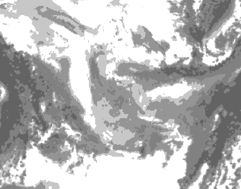 GDPS total cloud 090 hour forecast chart for Canada based on 2026/01/23 1200Z data