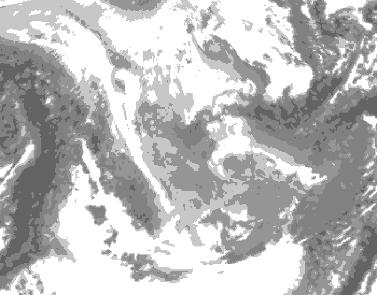 GDPS total cloud 108 hour forecast chart for Canada based on 2026/01/23 1200Z data