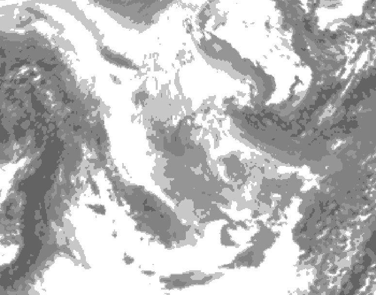 GDPS total cloud 114 hour forecast chart for Canada based on 2026/01/23 1200Z data