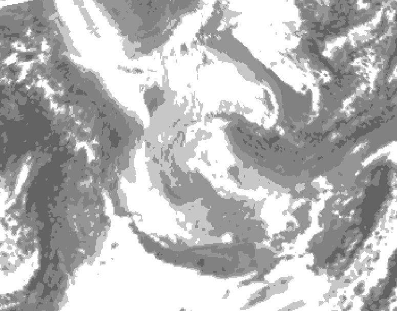 GDPS total cloud 126 hour forecast chart for Canada based on 2026/01/23 1200Z data