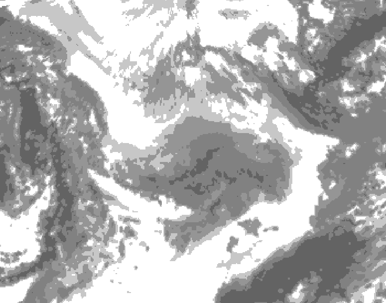 GDPS total cloud 222 hour forecast chart for Canada based on 2026/01/23 1200Z data