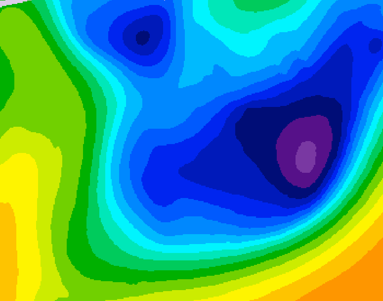 GDPS 500 millibar geopotential height 006 hour forecast chart for Canada based on 2026/01/24 0000Z data
