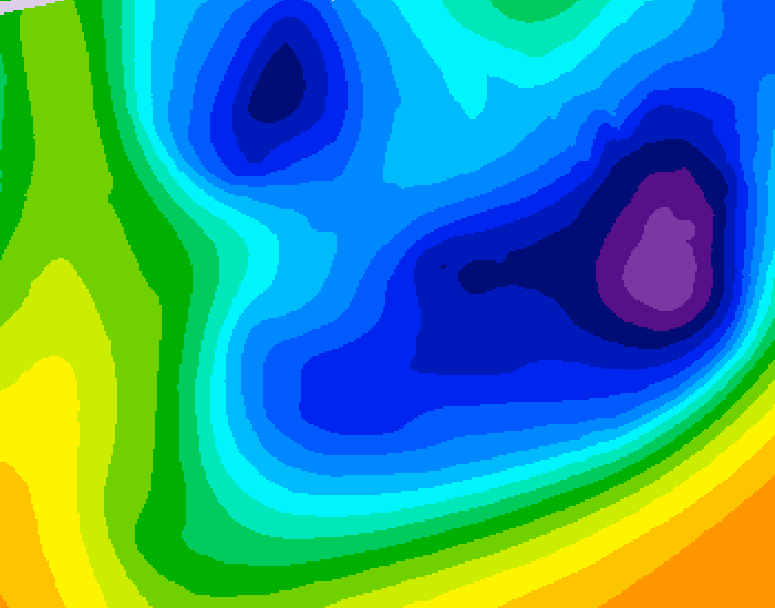 GDPS 500 millibar geopotential height 018 hour forecast chart for Canada based on 2026/01/24 0000Z data