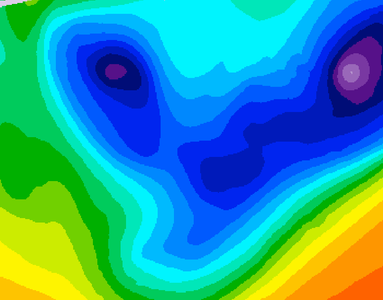 GDPS 500 millibar geopotential height 048 hour forecast chart for Canada based on 2026/01/24 0000Z data