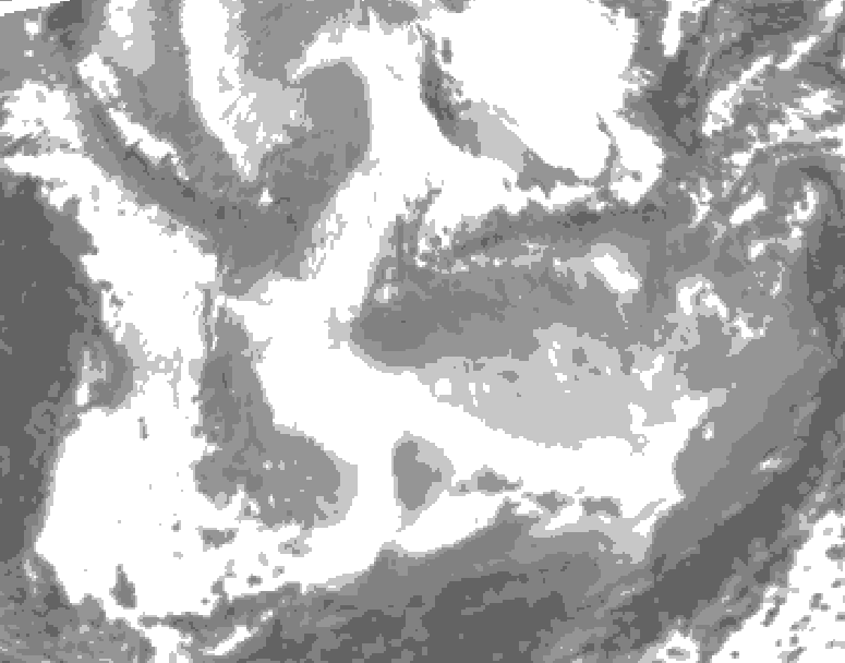 GDPS total cloud 018 hour forecast chart for Canada based on 2026/01/24 0000Z data