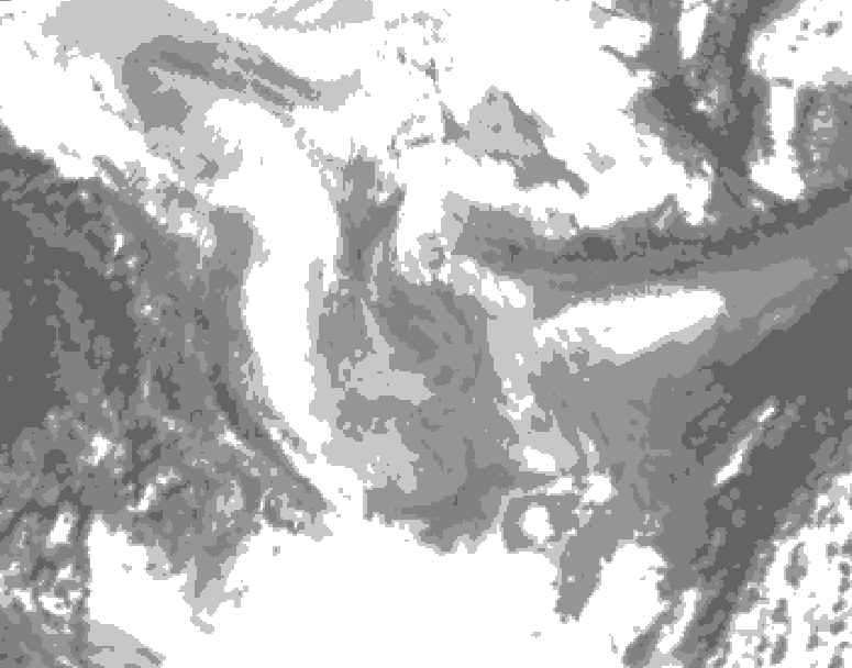 GDPS total cloud 072 hour forecast chart for Canada based on 2026/01/24 0000Z data