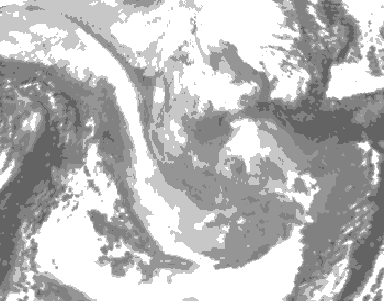 GDPS total cloud 090 hour forecast chart for Canada based on 2026/01/24 0000Z data