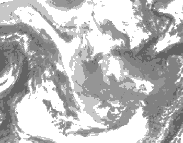 GDPS total cloud 096 hour forecast chart for Canada based on 2026/01/24 0000Z data