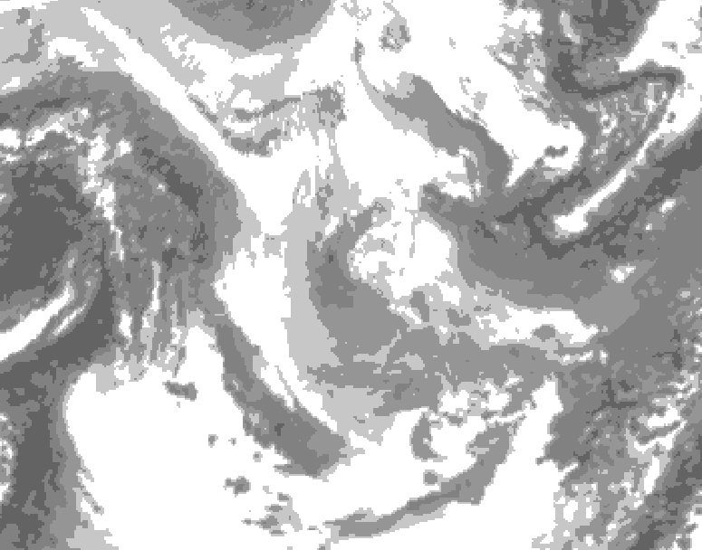 GDPS total cloud 102 hour forecast chart for Canada based on 2026/01/24 0000Z data
