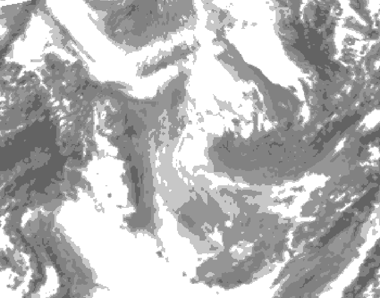 GDPS total cloud 120 hour forecast chart for Canada based on 2026/01/24 0000Z data