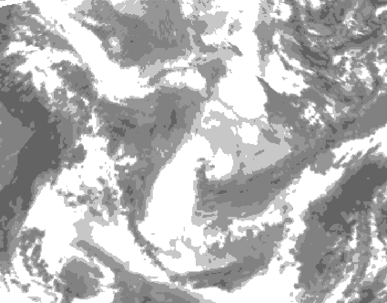 GDPS total cloud 144 hour forecast chart for Canada based on 2026/01/24 0000Z data