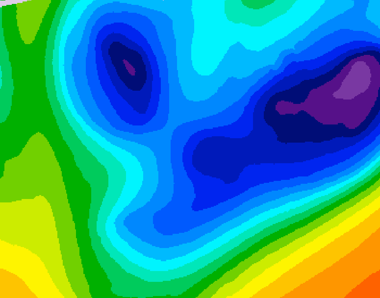 GDPS 500 millibar geopotential height 012 hour forecast chart for Canada based on 2026/01/25 0000Z data