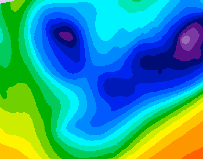 GDPS 500 millibar geopotential height 018 hour forecast chart for Canada based on 2026/01/25 0000Z data