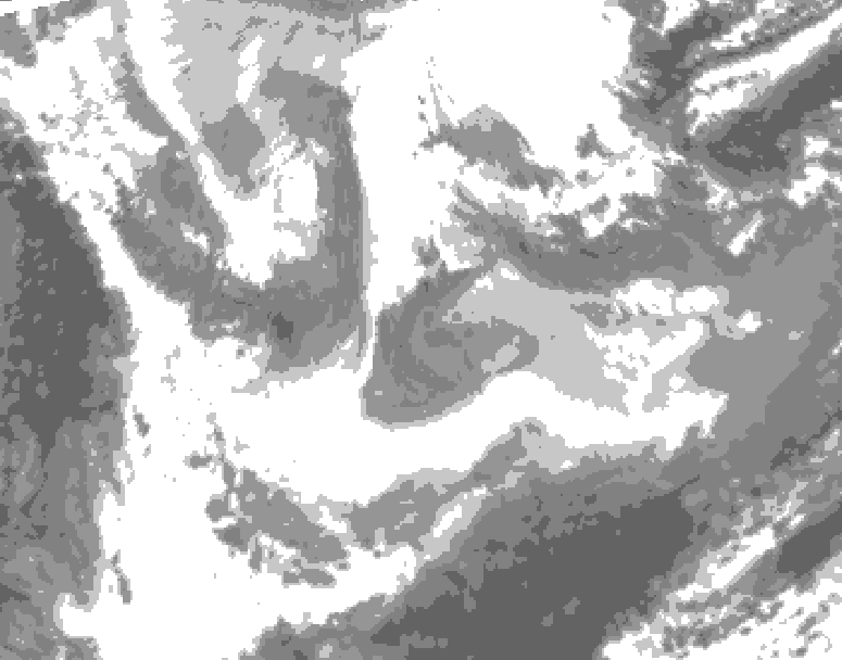 GDPS total cloud 012 hour forecast chart for Canada based on 2026/01/25 0000Z data