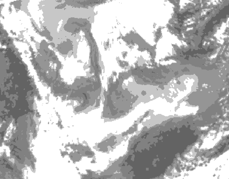 GDPS total cloud 018 hour forecast chart for Canada based on 2026/01/25 0000Z data