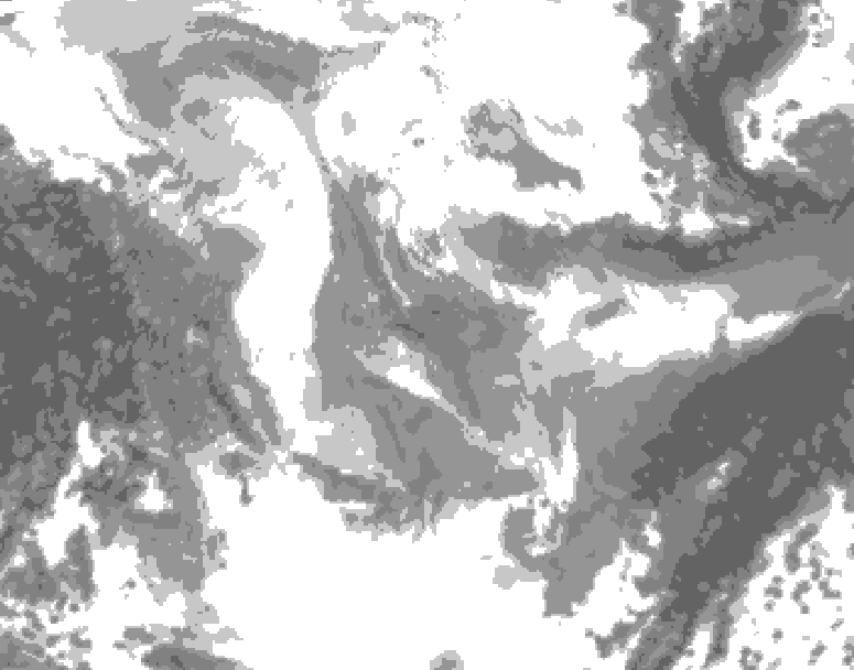 GDPS total cloud 042 hour forecast chart for Canada based on 2026/01/25 0000Z data