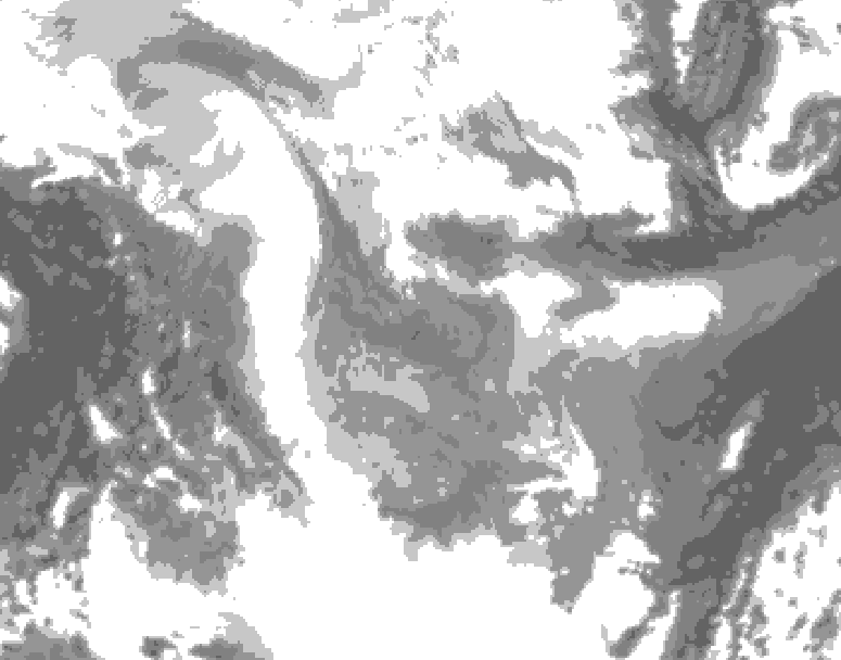 GDPS total cloud 048 hour forecast chart for Canada based on 2026/01/25 0000Z data