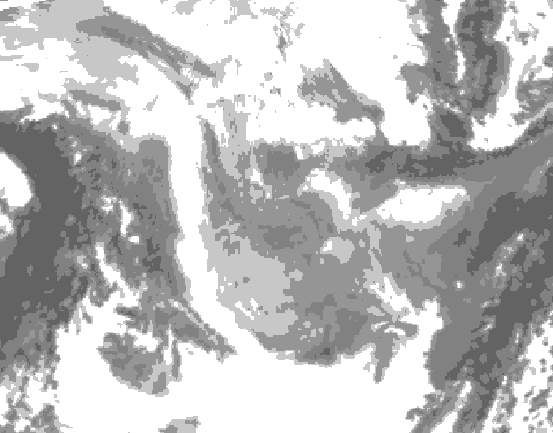 GDPS total cloud 054 hour forecast chart for Canada based on 2026/01/25 0000Z data