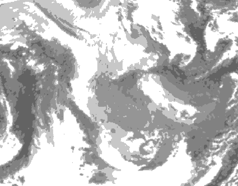 GDPS total cloud 072 hour forecast chart for Canada based on 2026/01/25 0000Z data